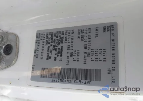 2015 Nissan Nv200 2.5S из США, поврежденный, VIN 3N6CM0KNXFK694320